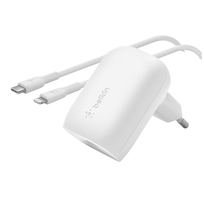 شارژر دیواری بلکین مدل WCA005vf1MWH-B5 توان 30 وات به همراه کابل لایتنینگ-small-image