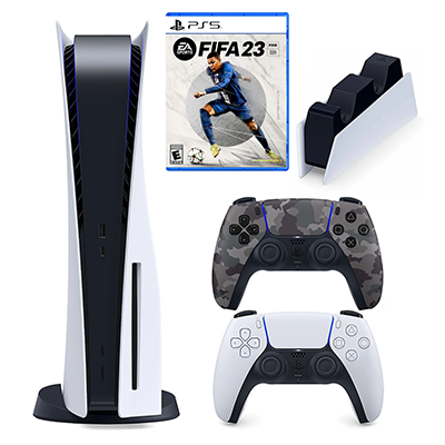 باندل پلی استیشن 5 استاندارد دیسک خور با دسته اضافه چریکی و هدست و بازی FIFA 23-small-image