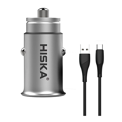 شارژر فندکی هیسکا مدل HCC-308 به همراه کابل تبدیل USB-C-small-image