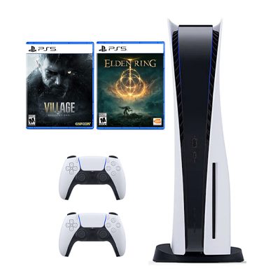 پلی استیشن 5 استاندارد دیسک خور با دو دسته به همراه بازی Elden Ring و Resident Evil Village-small-image