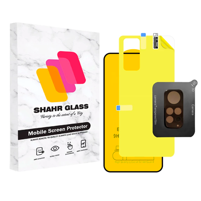 گلس گوشی شیائومی Redmi Note 11 شهر گلس مدل 3FNF به همراه محافظ پشت گوشی و محافظ لنز دوربین-small-image