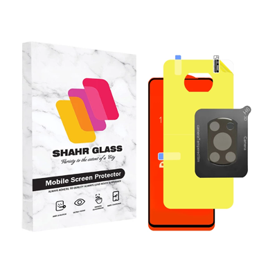  گلس شیائومی Poco X3 شهر گلس مدل 3FNF به همراه محافظ لنز دوربین و محافظ پشت گوشی-small-image