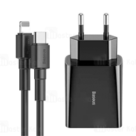  شارژر دیواری باسئوس Baseus Speed Mini PD Single 18W TZCCFS-F01 با کابل Type C به لایتنینگ-small-image