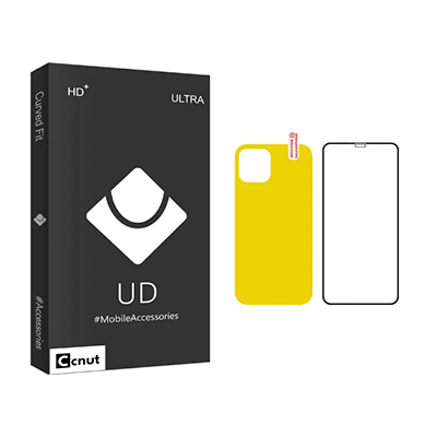 گلس گوشی اپل iPhone 12 Pro Max کوکونات مدل UD Black به همراه محافظ پشت گوشی-small-image