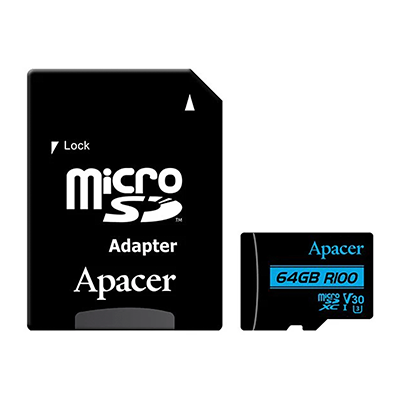 کارت حافظه microSDXC اپیسر مدل V30 کلاس 10 استاندارد UHS-I U3 سرعت 100MBps ظرفیت 64 گیگابایت به همراه آداپتور SD-small-image