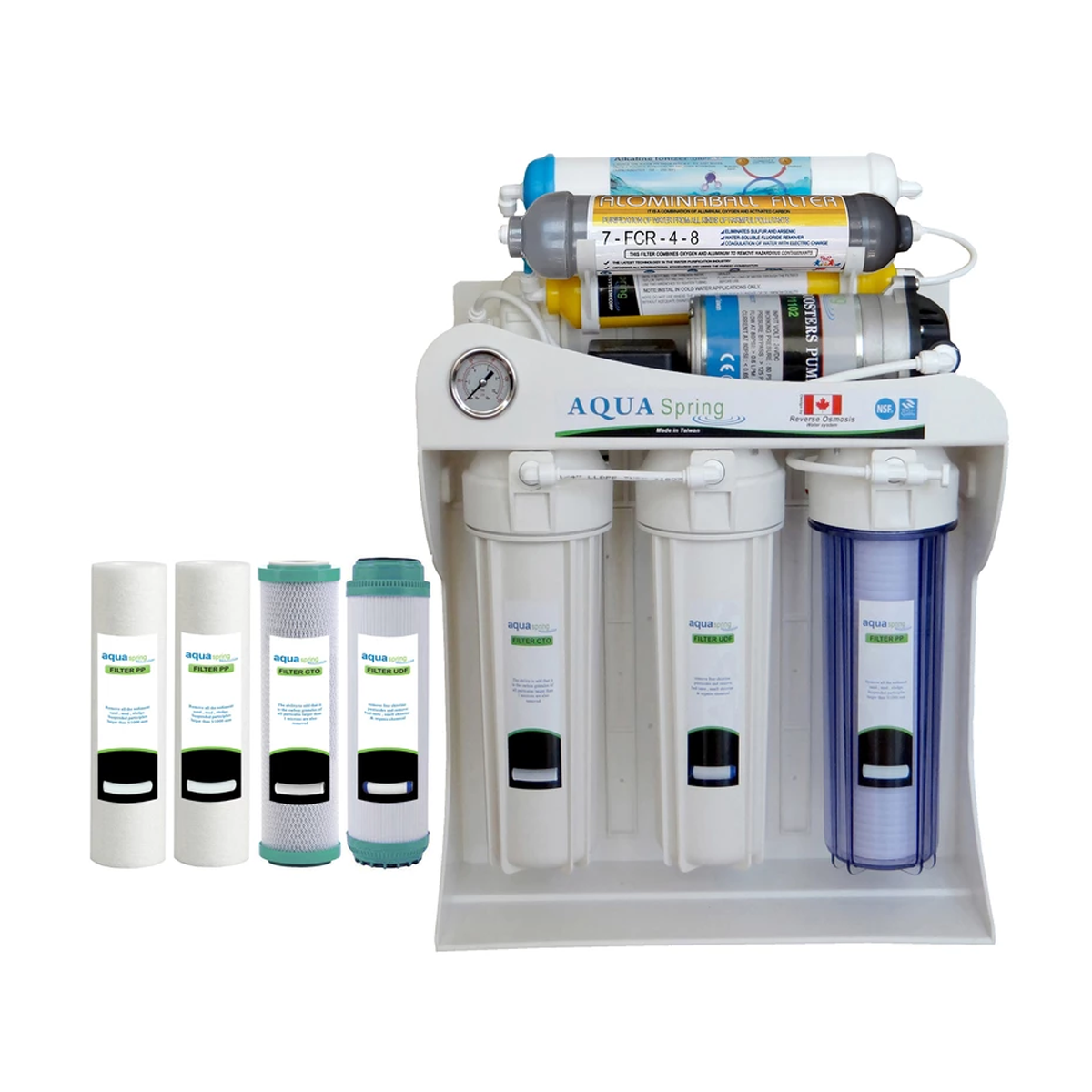 دستگاه تصفیه کننده آب آکوآ اسپرینگ مدل NF-SF4200 به همراه فیلتر تصفیه آب مجموعه 4 عددی-small-image