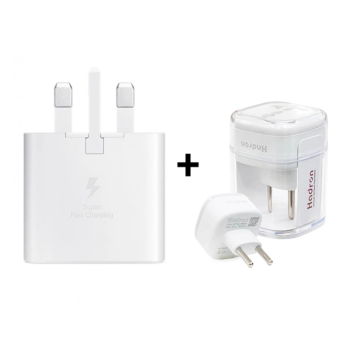 شارژر دیواری سامسونگ 25 وات مدل EP-TA800 به همراه تبدیل 3 به 2 هادرون مدل A10-1 چراغدار-small-image