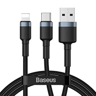  کابل USB به لایتنینگ و Type-C باسئوس مدل Cafule 2in1 PD CATKLF-ELG1 به طول 1.2 متر-small-image