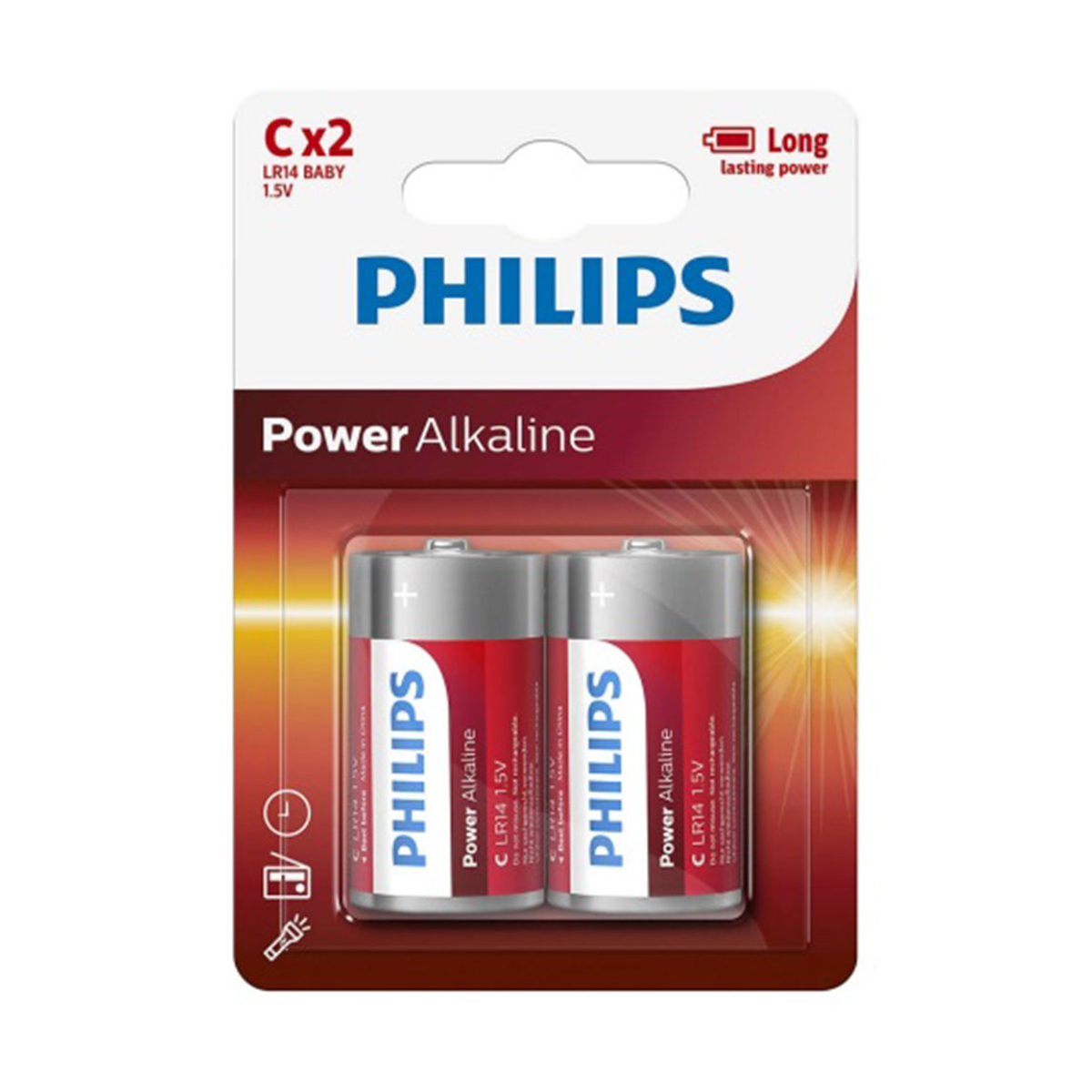باتری سایز بزرگ فیلیپس مدل Power Alkaline C B2 بسته 2 عددی-small-image